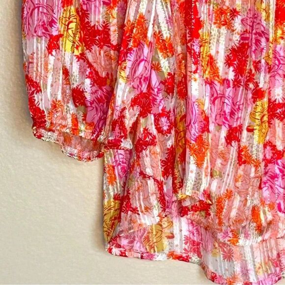 Floral Off the Shoulder Stretchy Lightweight Cottagecore Vacation Beach Top M - Picture 6 of 11